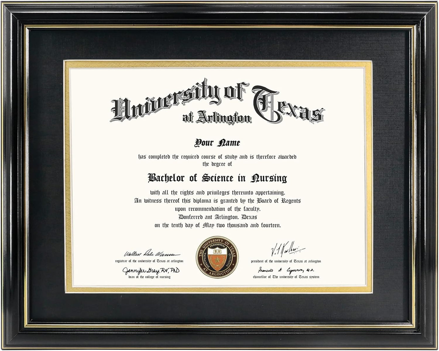 GraduationMall 8.5x11 Diploma Frame – Black & Gold Elegant Finish