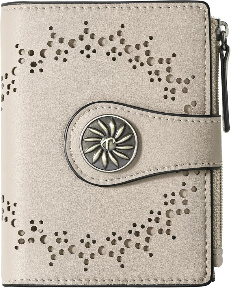 Women's Bifold Wallet – RFID Blocking Leather Card Holder with Zipper Coin Pocket