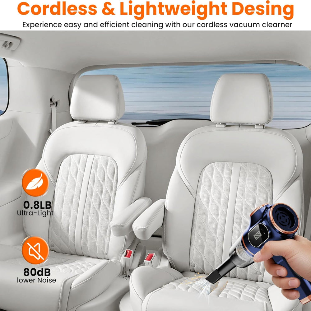 Portable Cordless Car Vacuum - Rechargeable Handheld Cleaner with Multi Nozzles LCD