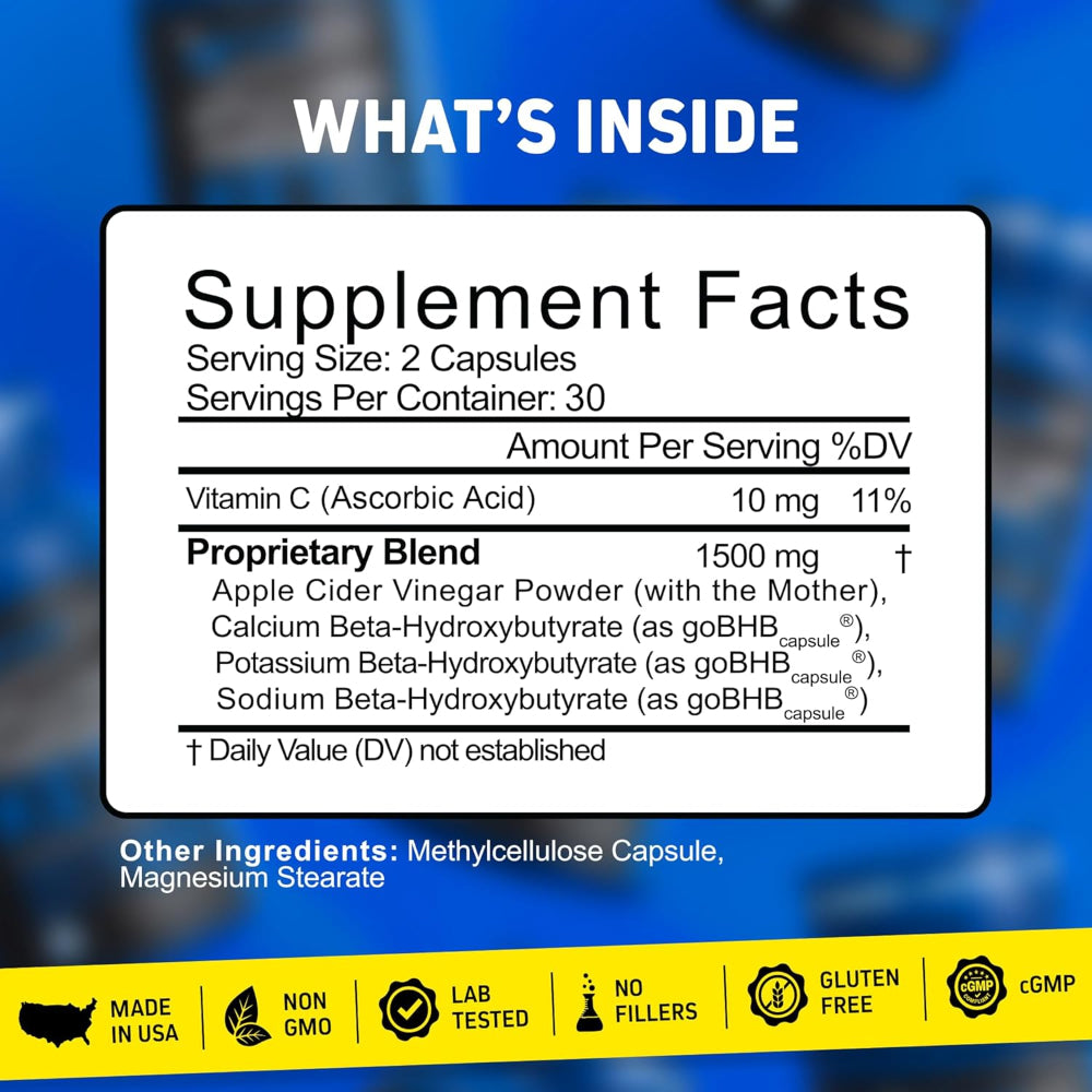 Apple Cider Vinegar Keto BHB Supplement    Appetite & Metabolism Support