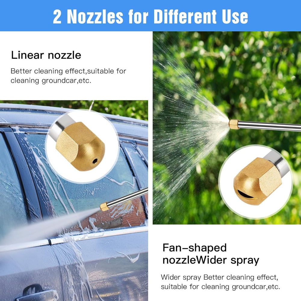 2 Nozzle Hydro Jet Water Hose - Nozzle Wand Sprayer for Car Washing, Plant Watering, and Cleaning