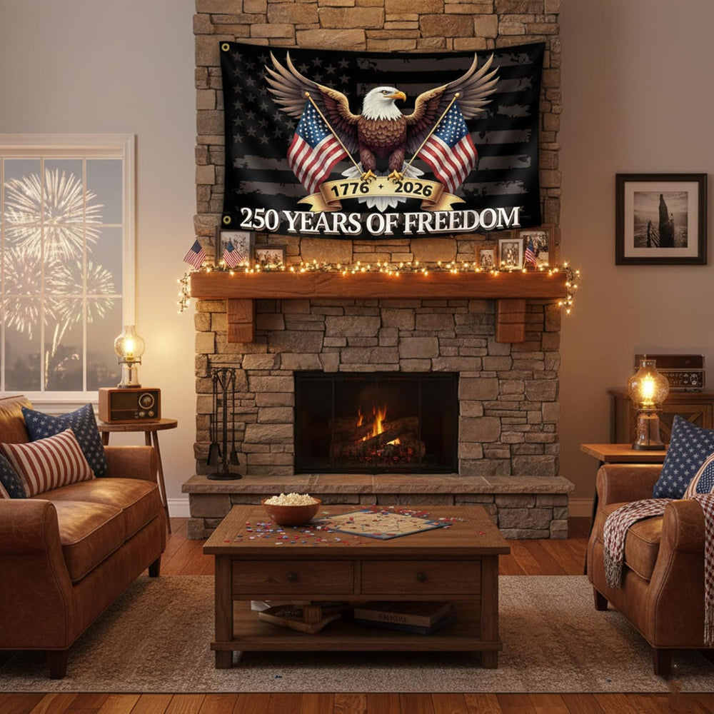 American Flag - Patriotic Eagle Design - Outdoor Durable Flag with Grommets
