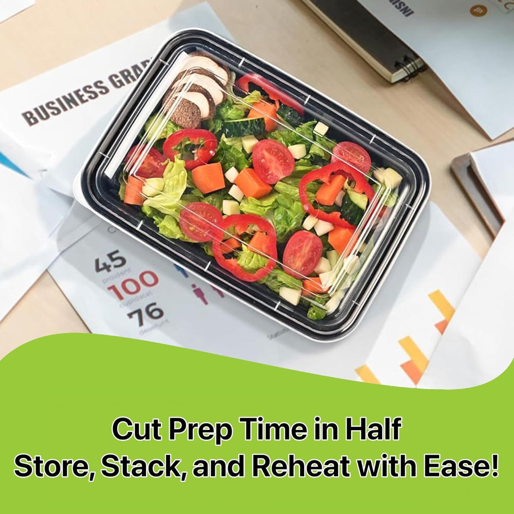 Meal Prep Containers – 16 oz Food Storage Boxes, Stackable Leakproof Reusable Design