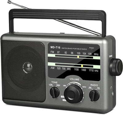 Portable Radio AM/FM 2 Band Receiver – Model T16. Open Box