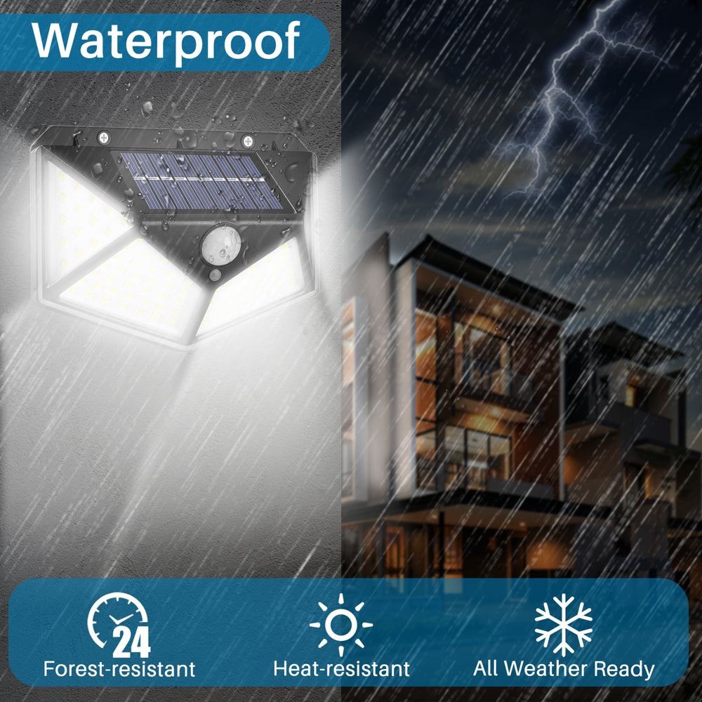 2Pack 100 LED Solar Outdoor Lights - Waterproof Motion Sensor