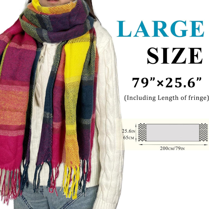 Plaid Winter Scarf for Women, Cashmere Feel Blanket Shawl and Wrap