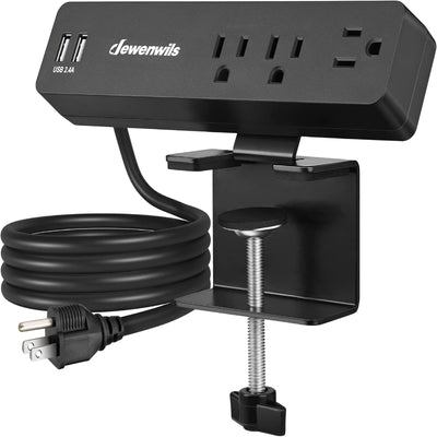 Desktop Power Station with Clamp & 3 AC Outlets(15A/1800W) and 2 USB Ports