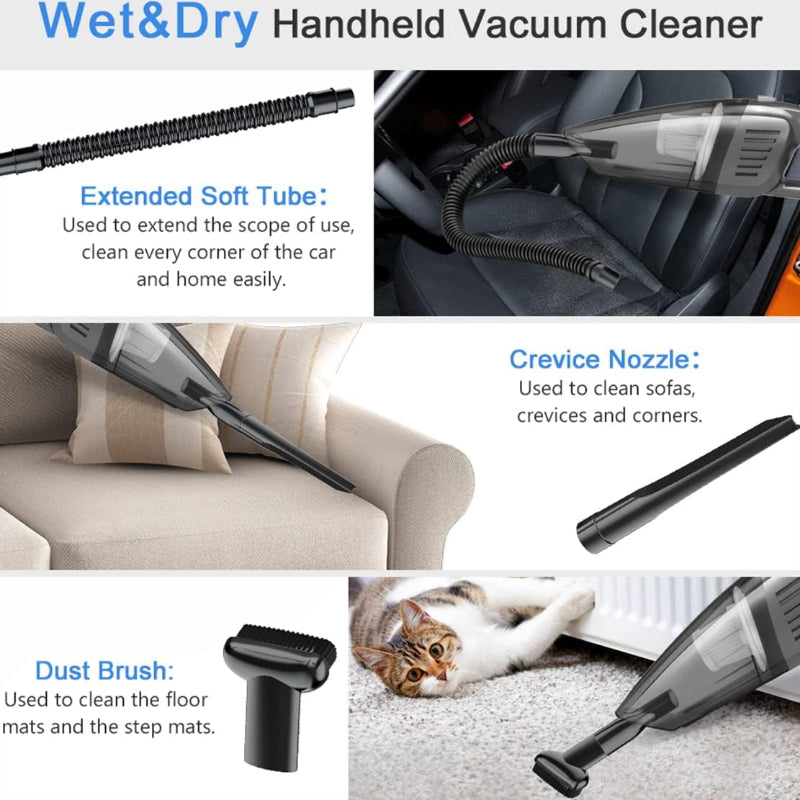 Portable Cordless Handheld Vacuum Cleaner, 120W High Power with 8000PA Suction