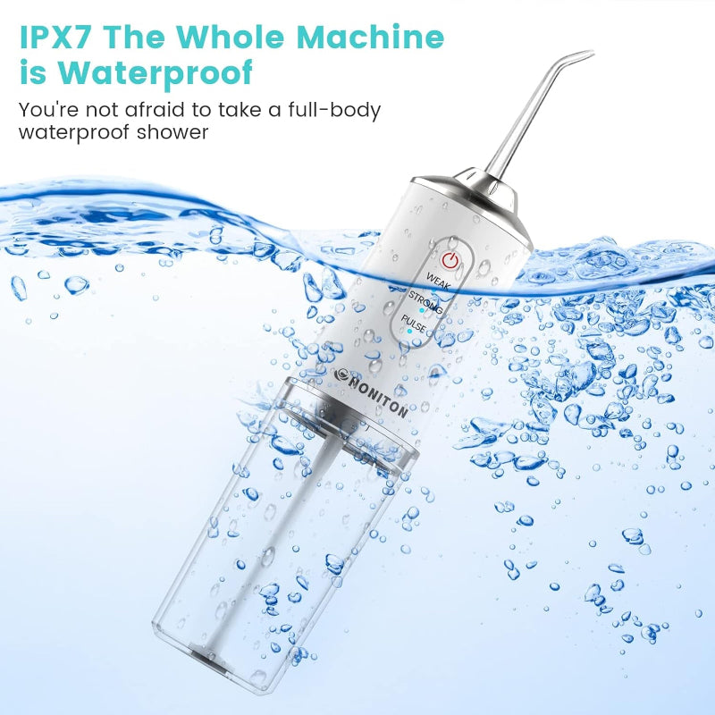 Portable Cordless Water Flosser for Teeth, Rechargeable Oral Irrigator with DIY Mode, 4 Jet Tips, IPX7 Waterproof