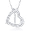 14K White Gold Love Heart Initial Necklace - CZ Hypoallergenic