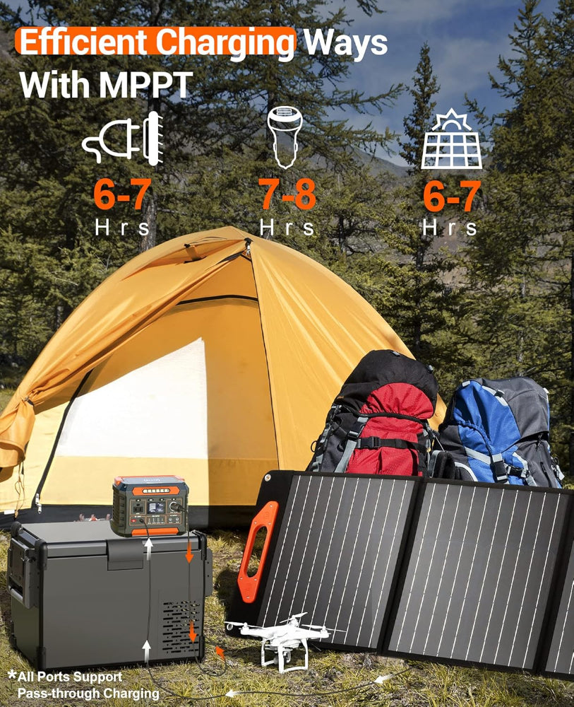 Portable Power Station – Solar Generator Battery Backup with AC Outlet for Camping