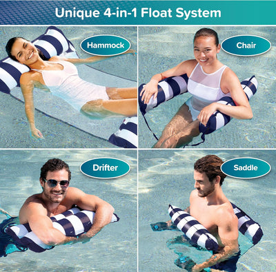Aqua 4-in-1 Monterey Hammock Pool Float – 2-Pack (Navy Blue & Orange)