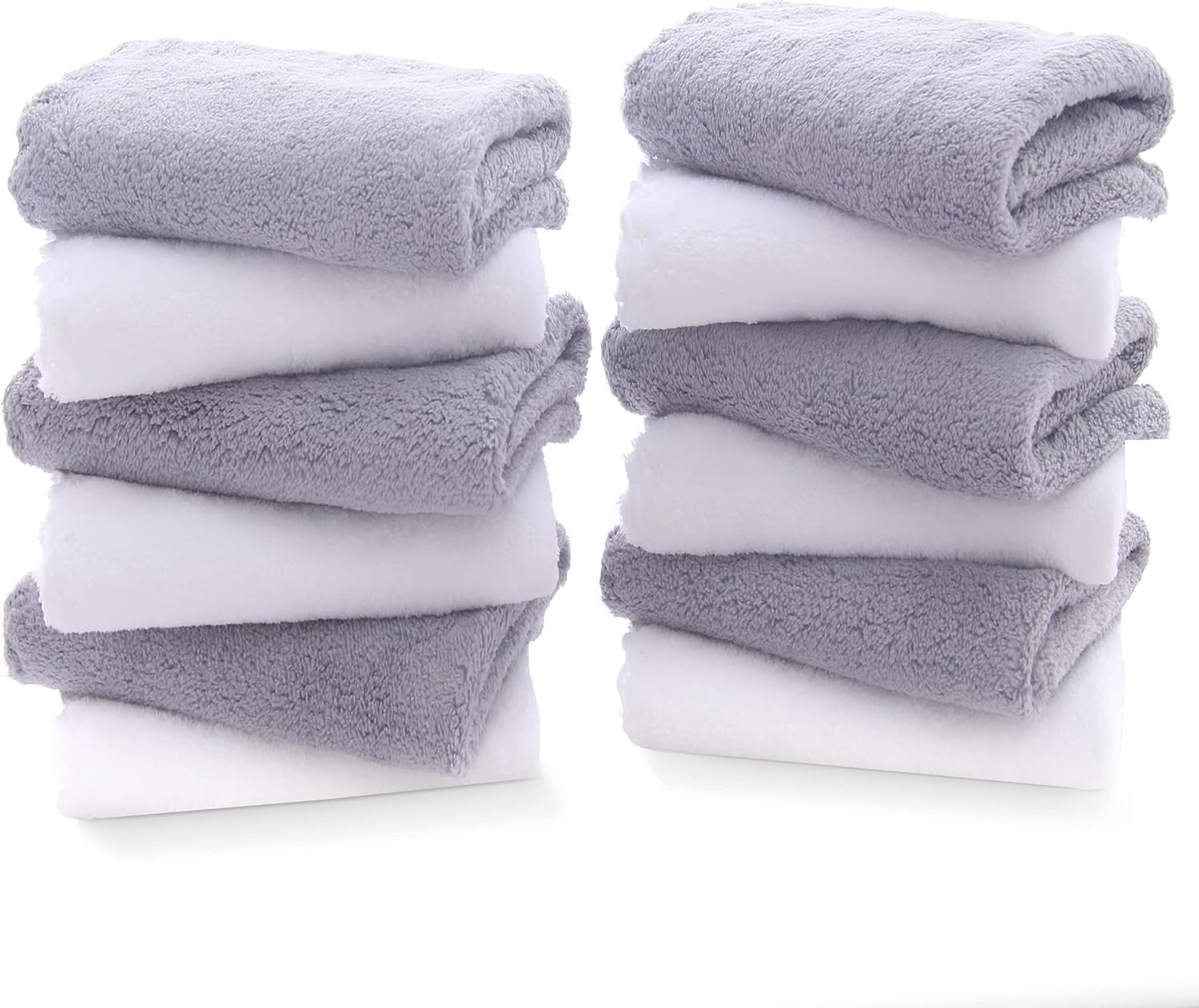 6 Pack Ultra Soft Microfiber Towel Set- 2 Bath Towels, 2 Hand Towels, 2 Washcloths