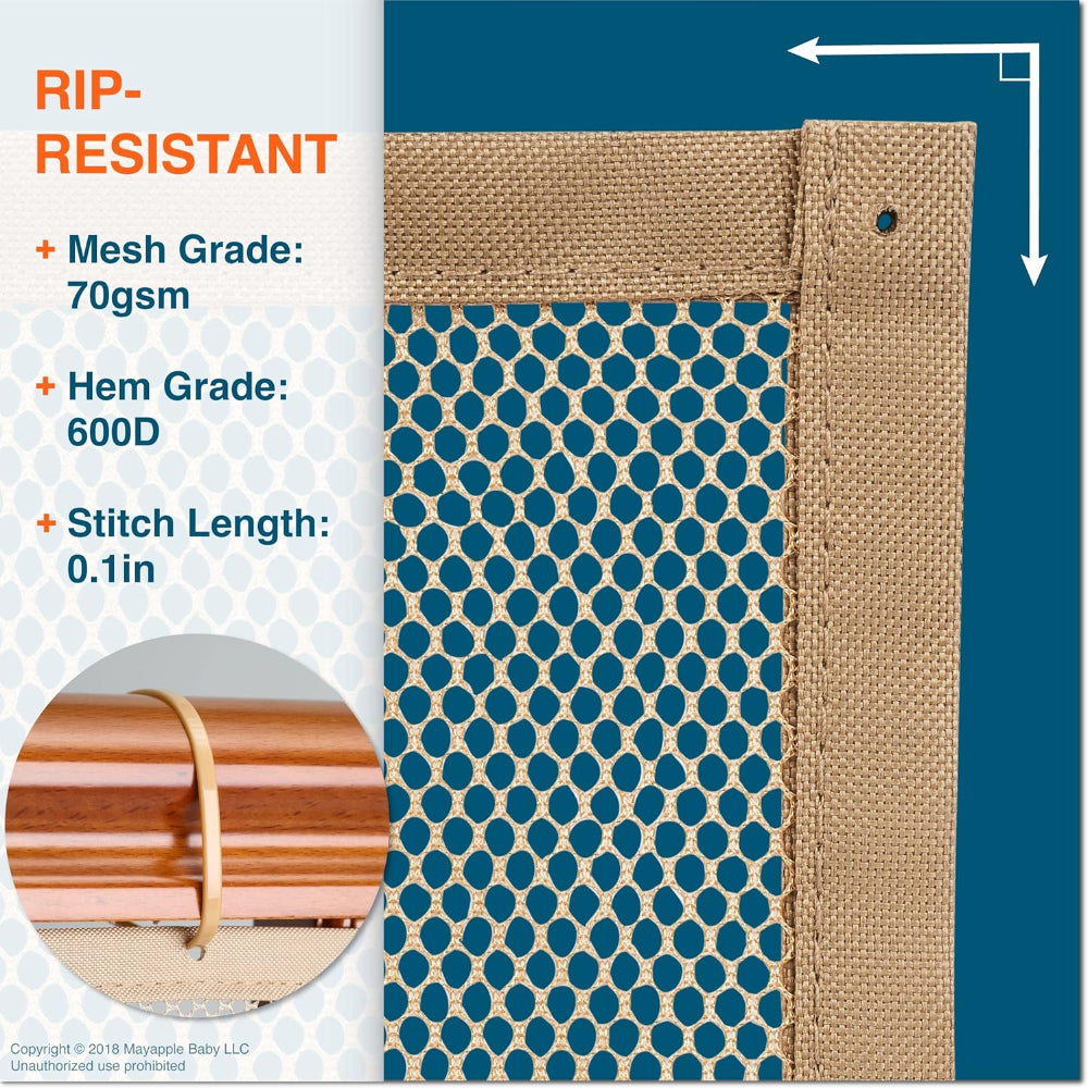 Stair Banister Safety Net – Baby Proofing Railing Guard – Stairway & Balcony Cover – Secure Tie Installation – Almond Brown Mesh