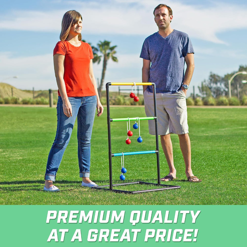 Ladder Toss Game Set with Soft Rubber Bolo Balls and Travel Carrying Case
