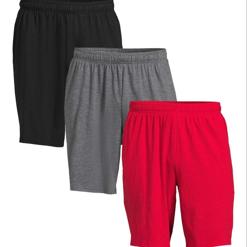 3 Pack Men's Knit Shorts with Elastic Waist