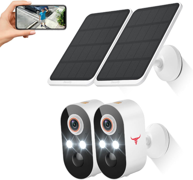 1080P Wireless Security Camera with Solar Panel, AI Detection, Night Vision