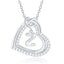 14K White Gold Love Heart Initial Necklace - CZ Hypoallergenic