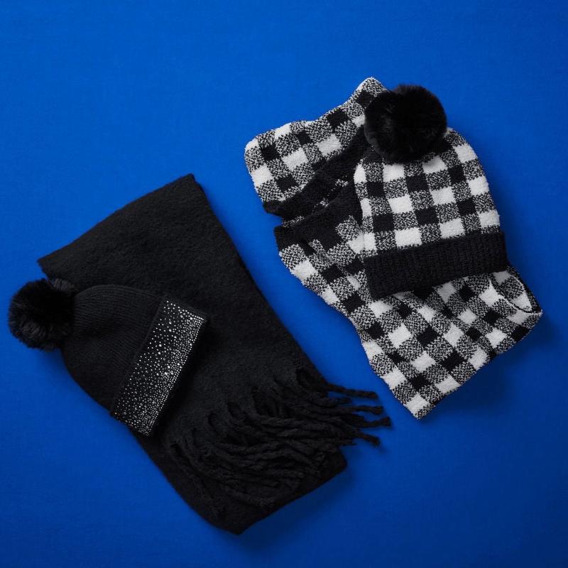 Women's Cozy Cross Beanie and Winter Scarf 2-Piece Gift Set