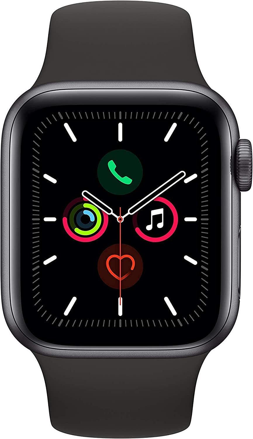 Apple Watch Series 5 (GPS, 40MM) - Space Gray Aluminum Case with Black Sport Band (Renewed)