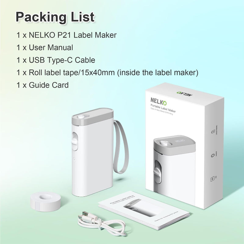 Label Maker Machine with Tape, P21 Bluetooth Label Printer, Wireless with Multiple Templates