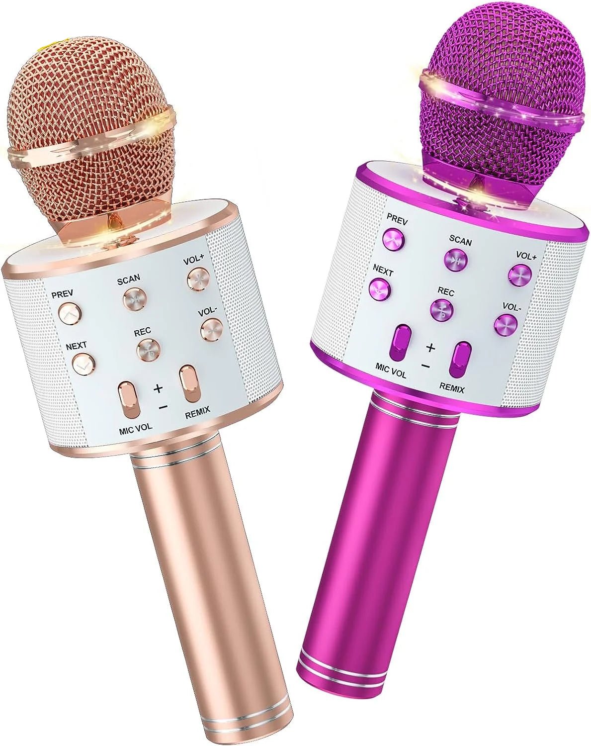 2 Pack Kids Karaoke Microphones, Portable, Wireless & Bluetooth