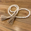 58" Wood Bead Garland with Tassels, Farmhouse Rustic Boho Wall Hanging Decor