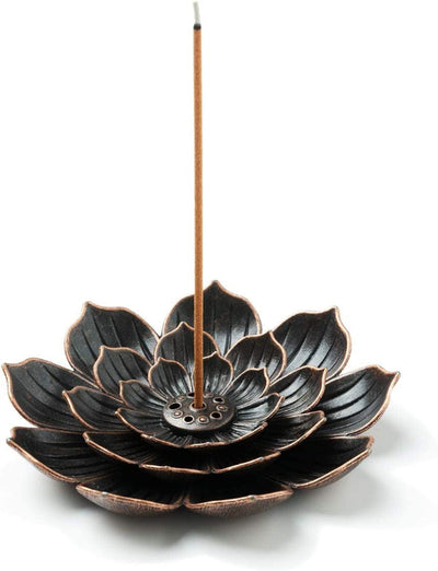 Brass Lotus Incense Burner with Detachable Ash Catcher for Stick Incense