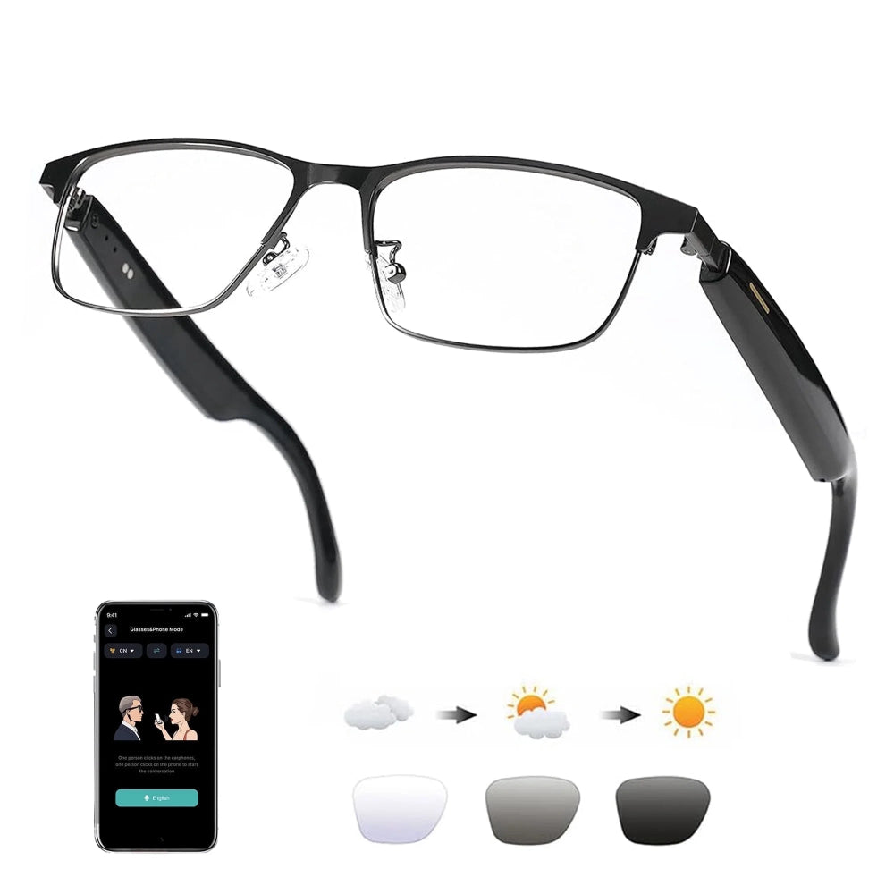 AI Smart Glasses - Bluetooth Audio Translation for Calls and Music - Color Changing and Waterproof