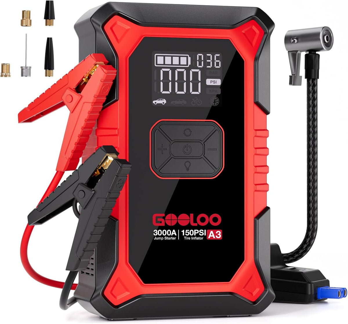 3000A jump starter with 150 PSI air compressor