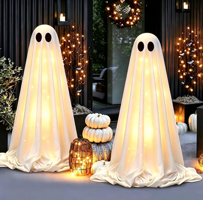 2-pack illuminated ghost decorations outdoor display