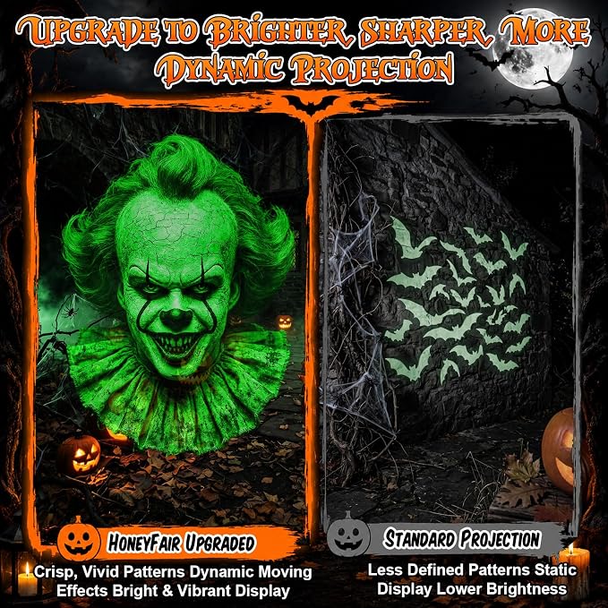 Outdoor Halloween projector brighter dynamic projection comparison