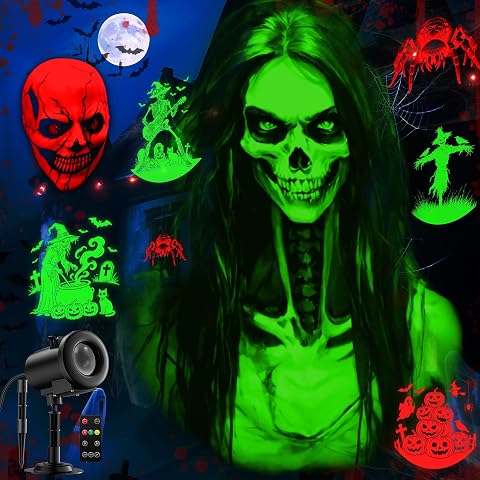 Outdoor Halloween projector green skeleton projection effects