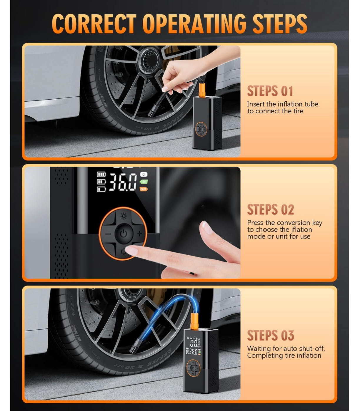 Portable tire inflator operating instructions