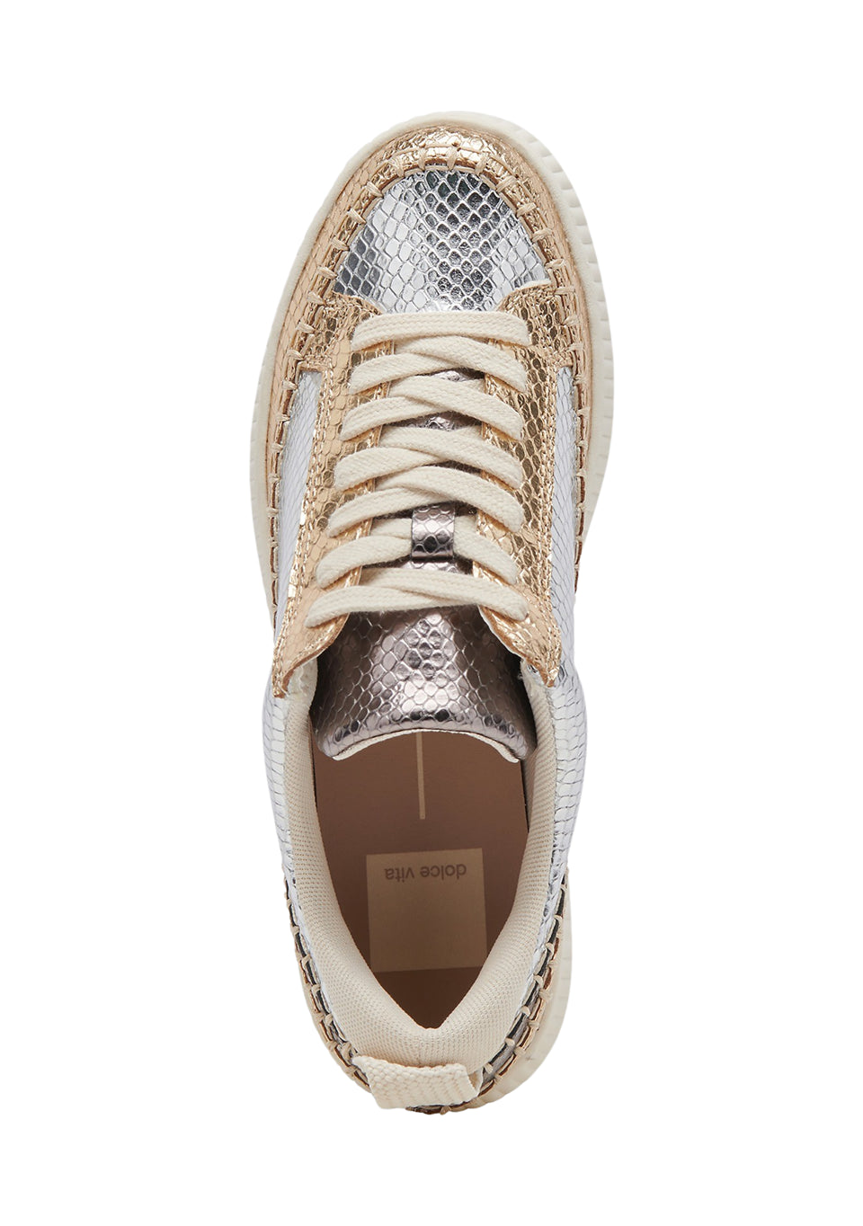 Dolce Vita Women's Nicona Sneaker (Silver/Gold Embossed Leather) Size 12