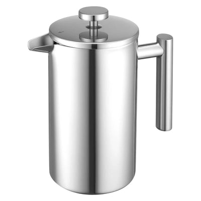 34 oz Stainless Steel French Press Coffee Maker – Double-Wall Insulated, Silver