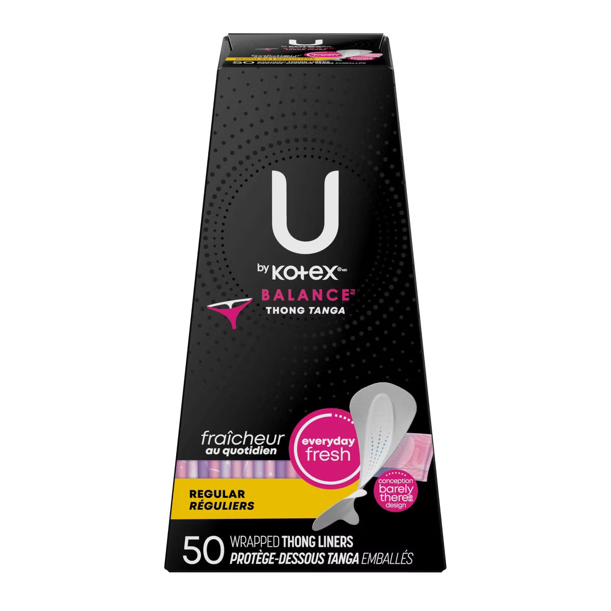 U by Kotex Balance Daily Wrapped Thong Panty Liners - Light Absorbency - Regular Length - 50ct