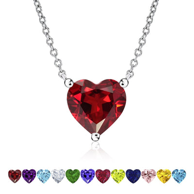 Heart Pendant Necklace – Birthstone Jewelry Gift – Chain Necklace, 18K Gold Plated Cubic Zirconia