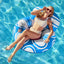 Inflatable Pool Float Lounger with Backrest Cup Holder and Handles