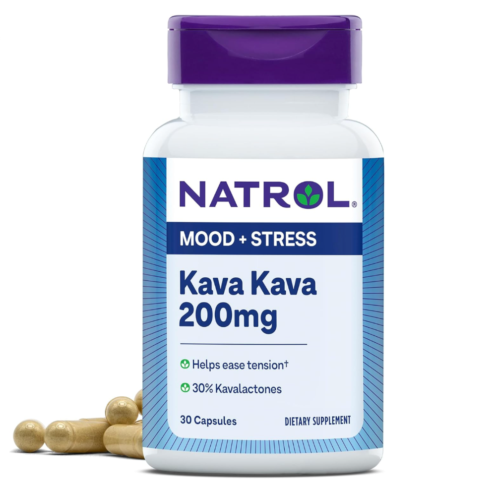Kava Kava 200mg Capsules – Mood & Stress Dietary Supplement for Relaxation and Tension Relief, 30 Count, 15–30 Day Supply