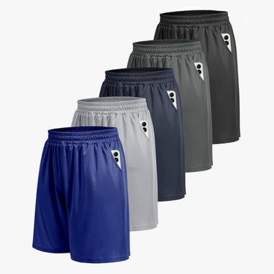 5-Pack Men's Quick Dry Athletic Shorts with Pockets for Gym, Running, and Basketball