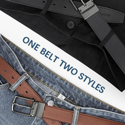 2-in-1 Reversible Men’s Belt – Rotating Buckle Dress & Casual Belt