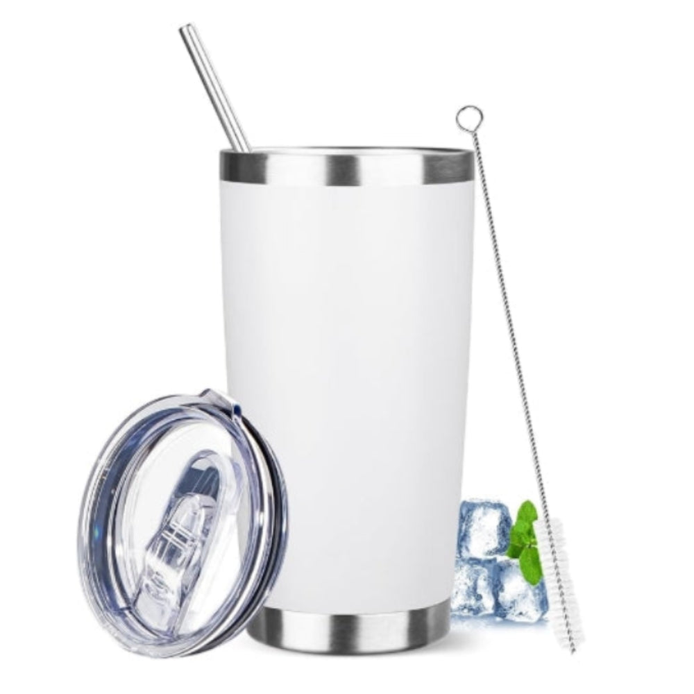 20 oz Stainless Steel Insulated Tumbler with Lid and Straw for Hot and Cold Drinks