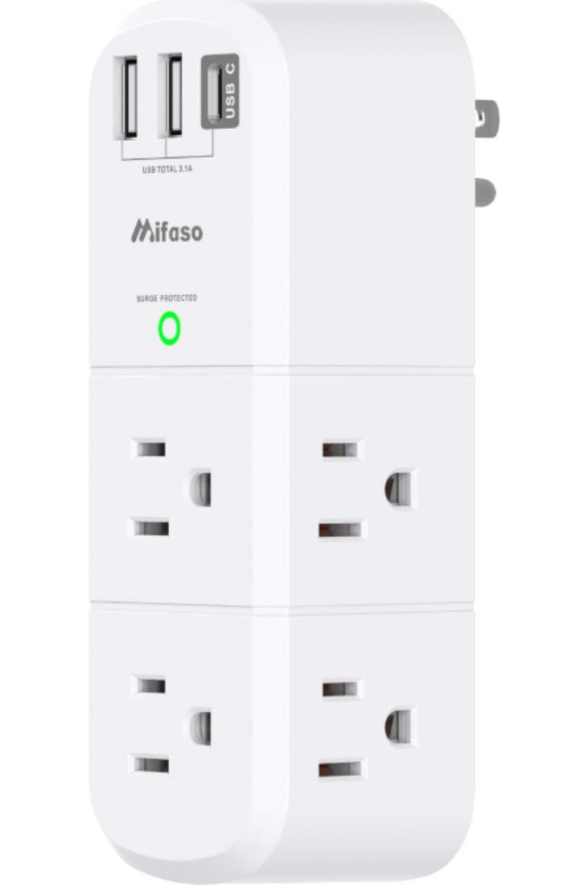 Rotating Outlet Extender – Surge Protector Power Splitter with 6 AC Outlets & 3 USB Ports