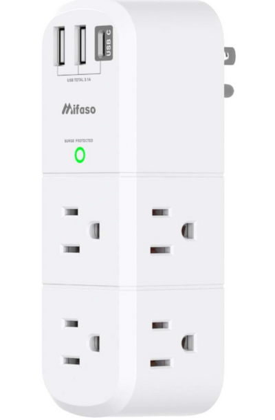 Rotating Outlet Extender – Surge Protector Power Splitter with 6 AC Outlets & 3 USB Ports