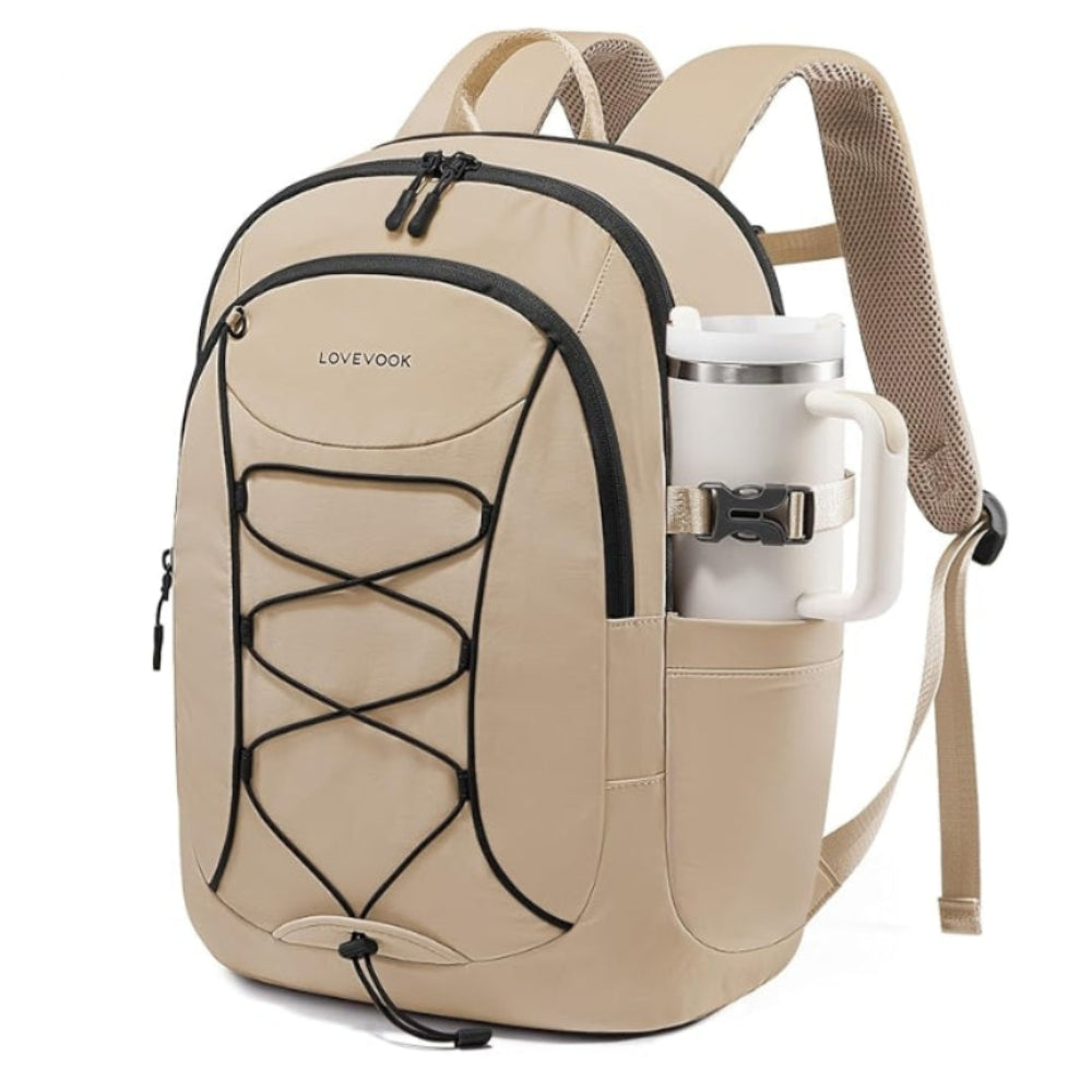 15.6" Laptop Backpack for Women – Waterproof Travel & Work Computer Bag with Large Tumbler Holder