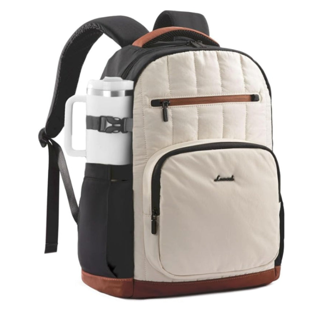 15.6" Laptop Backpack for Women – Waterproof Travel & Work Computer Bag with Large Tumbler Holder