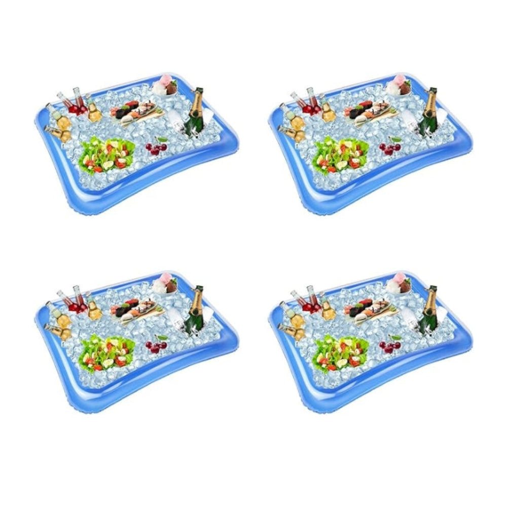4 Pack Inflatable Ice Serving Bar Cooler Buffet Tray for Party, Food, and Drinks - Outdoor Use
