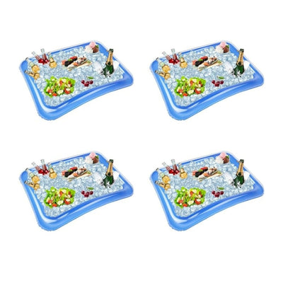 4 Pack Inflatable Ice Serving Bar Cooler Buffet Tray for Party, Food, and Drinks - Outdoor Use