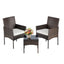 3 Piece Outdoor Patio Furniture Set with Wicker Chairs and Glass Table for Porch Balcony and Backyard